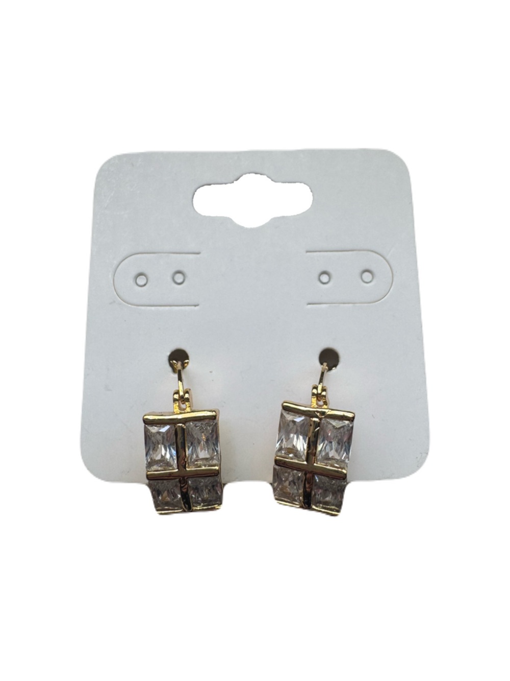 Gold-Tone Clear Crystal Huggie Earrings